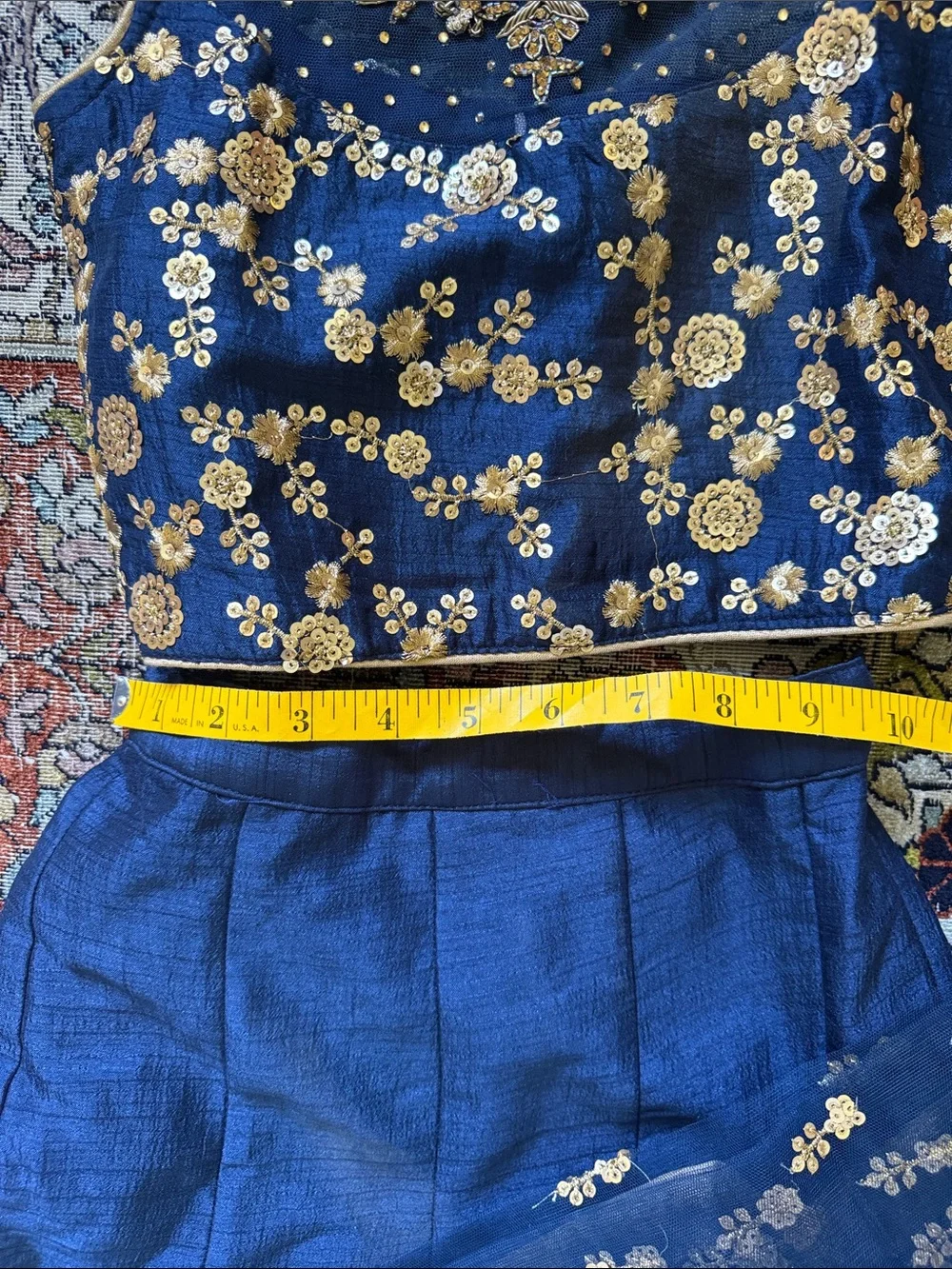 Navy blue embroidered girls 6-8y Indian set 💙💛